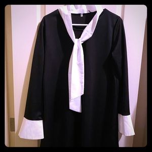 Black & White StructuredLongSleeveCollar CuffDress